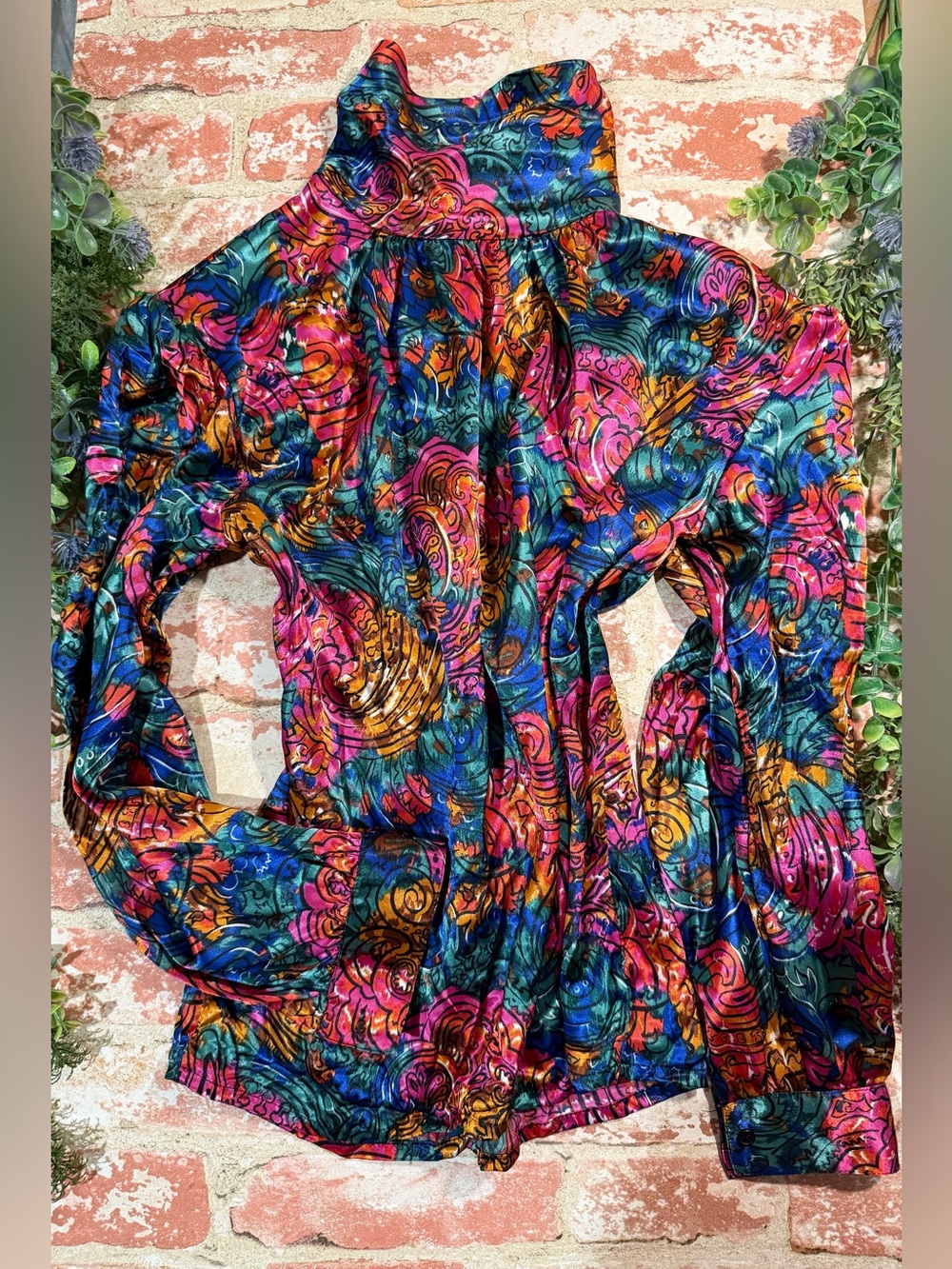 Vintage Blouse w/ Shoulder Pads - Multicolor